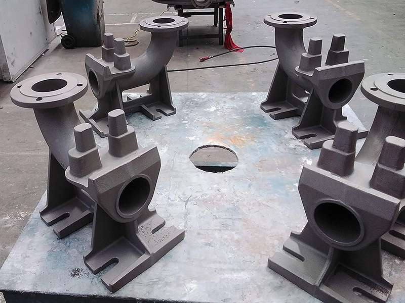 Pump pedestal surface following abrasive blasting